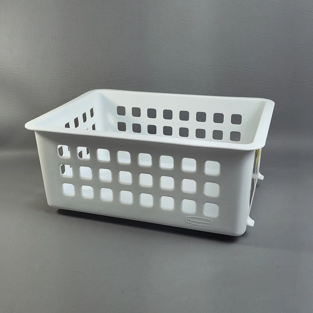 RUBBERMAID Slide N Stack Storage Basket / Bin ~ 5581 ~ White ~ Outside: 11